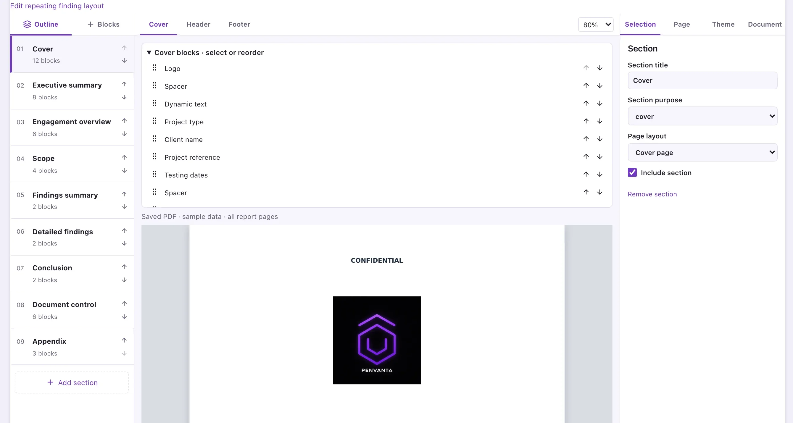 The PenVanta report template designer