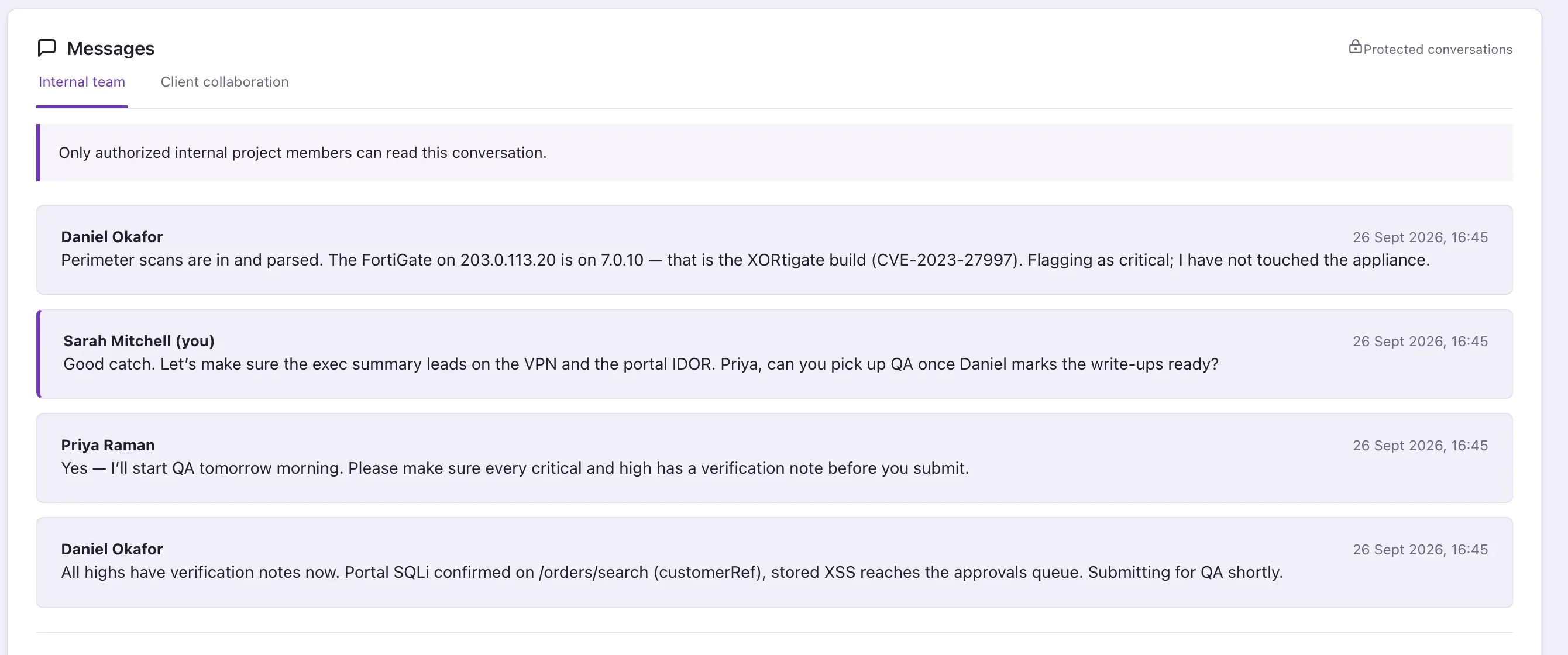 PenVanta project messaging